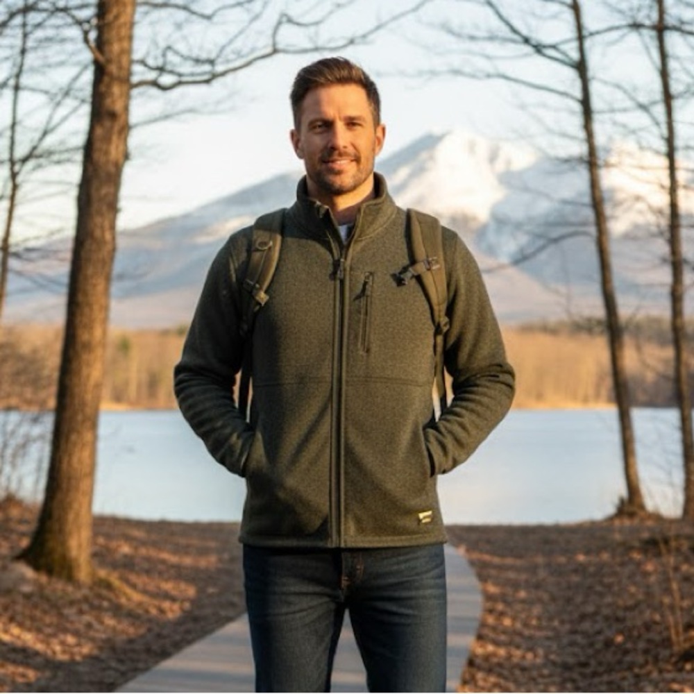 L.L. Bean Sweater Fleece Full-Zip Jacket Forest Green -Size Large- never worn